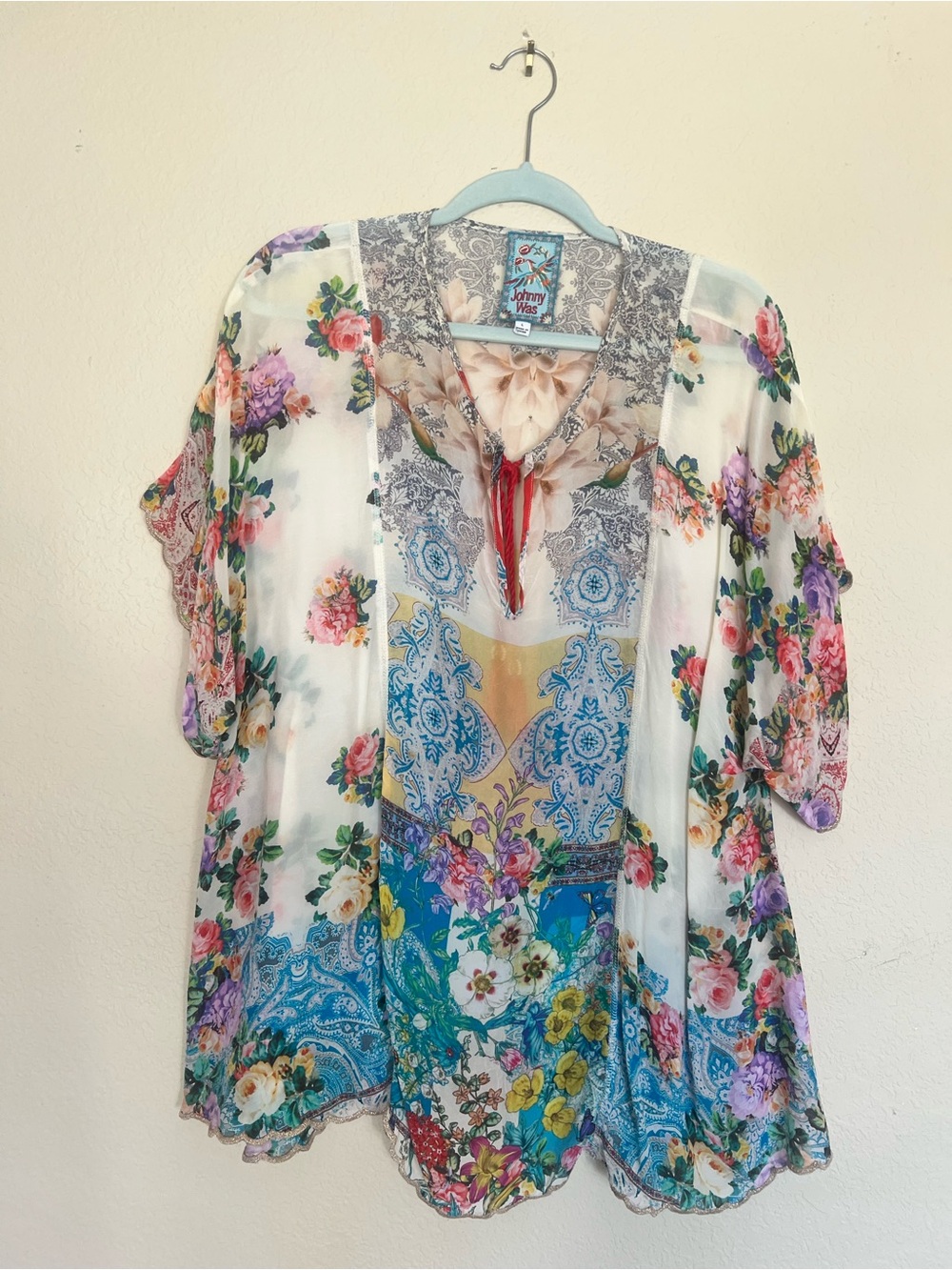 Johnny Was 100% Silk Patchwork Floral Tunic Blouse – Boho Luxury Top
